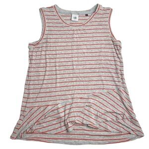 Cabi Stripe Ruffle Tank Top 5331 Orange and Grey Size Small